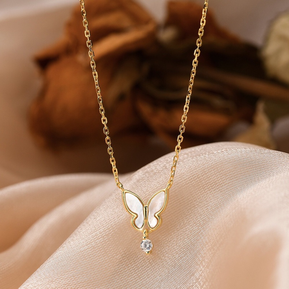 Sterling silver dainty butterfly necklace